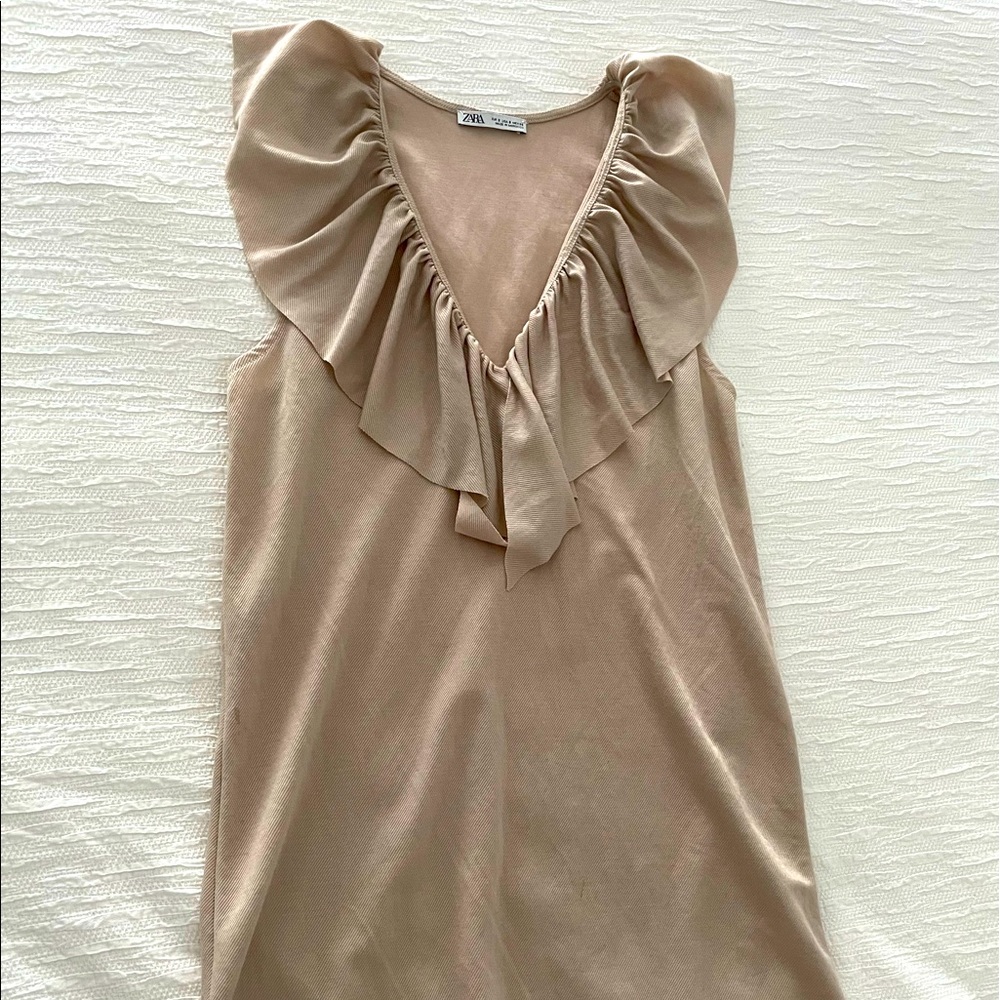Zara V-Neck Ruffle Sleeveless Tank Dress Womens Small